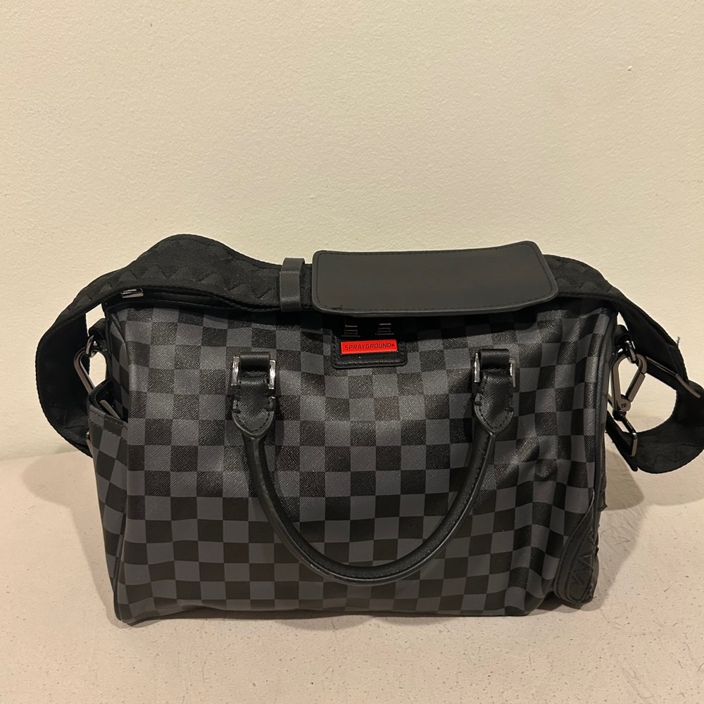 Sprayground Checkered Black and Gray Crossbody Bag
